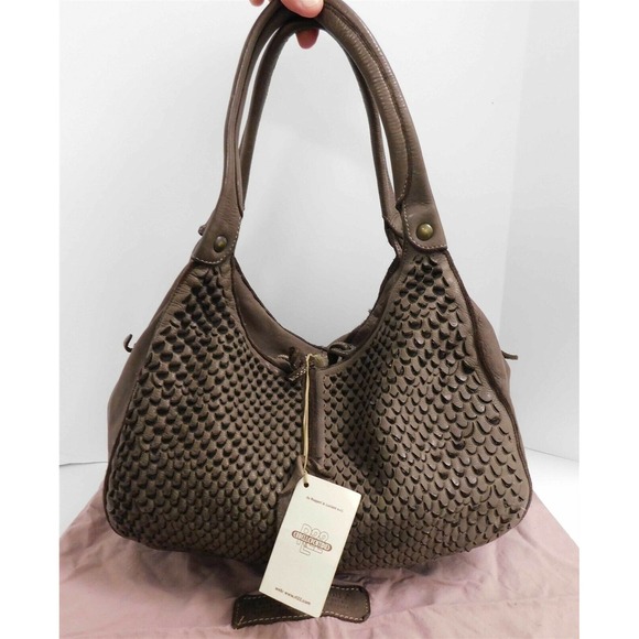 New Errelleventidue‎ RL22 Italy Taupe Leather Large Hobo Shoulder Bag - Picture 1 of 7